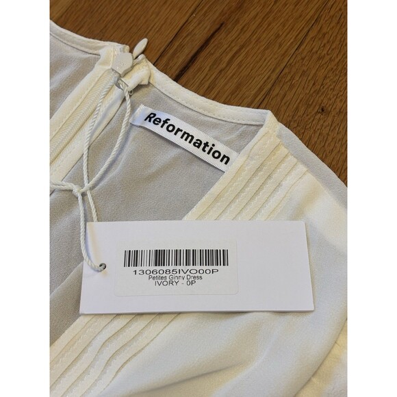 NWT Reformation Ginny Dress Ivory Midi Lace V Neck Button Up Size 0 P Petite - Picture 4 of 8